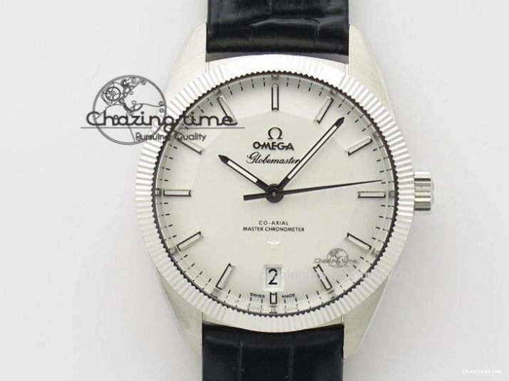 0218 Fashionable De Ville Prestige Real Power Reserve SS TW 1:1 Best Edition White Dial Blue Markers On Leather Strap A 8094